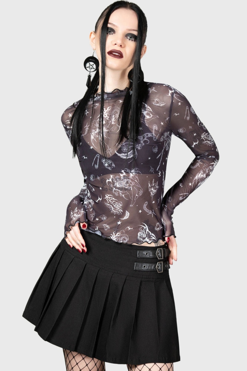 Killstar Dazed Skull Crop Top Negros | 79146-NBKX