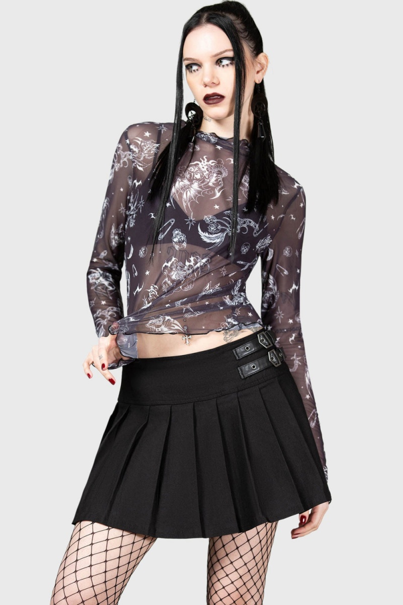 Killstar Dazed Skull Crop Top Negros | 79146-NBKX