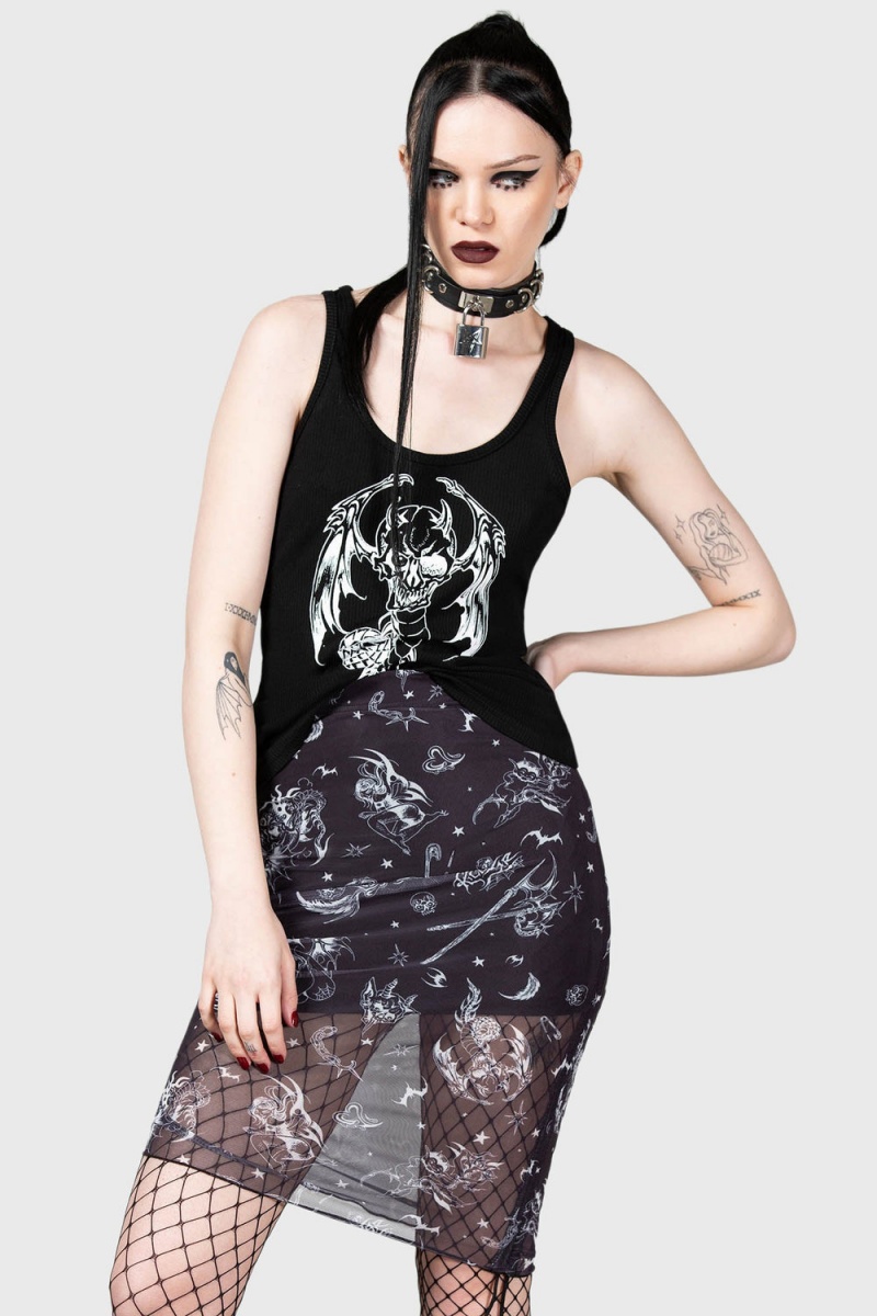Killstar Dazed Skull Mini Skirt Negros | 89234-DCHA