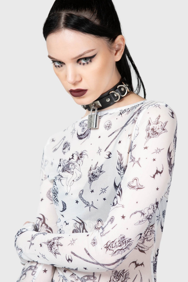 Killstar Dazed Skull Vestido Blancos | 53197-XPNO
