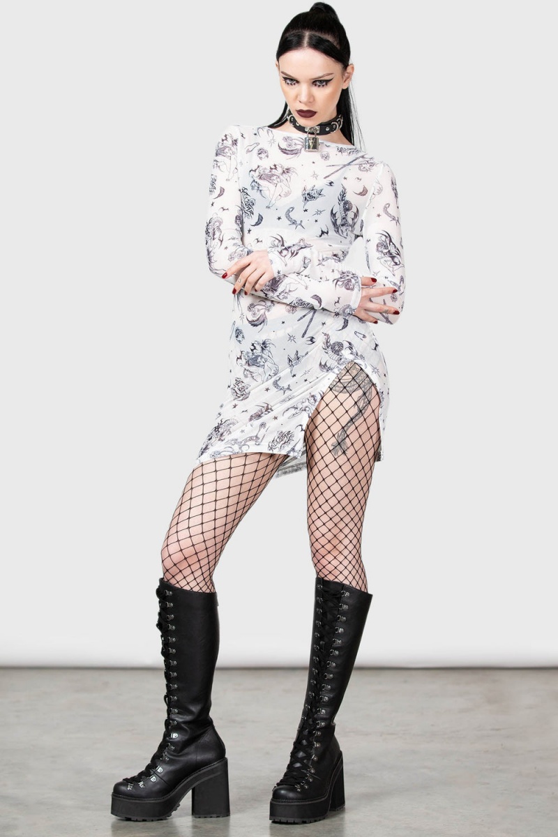 Killstar Dazed Skull Vestido Blancos | 53197-XPNO