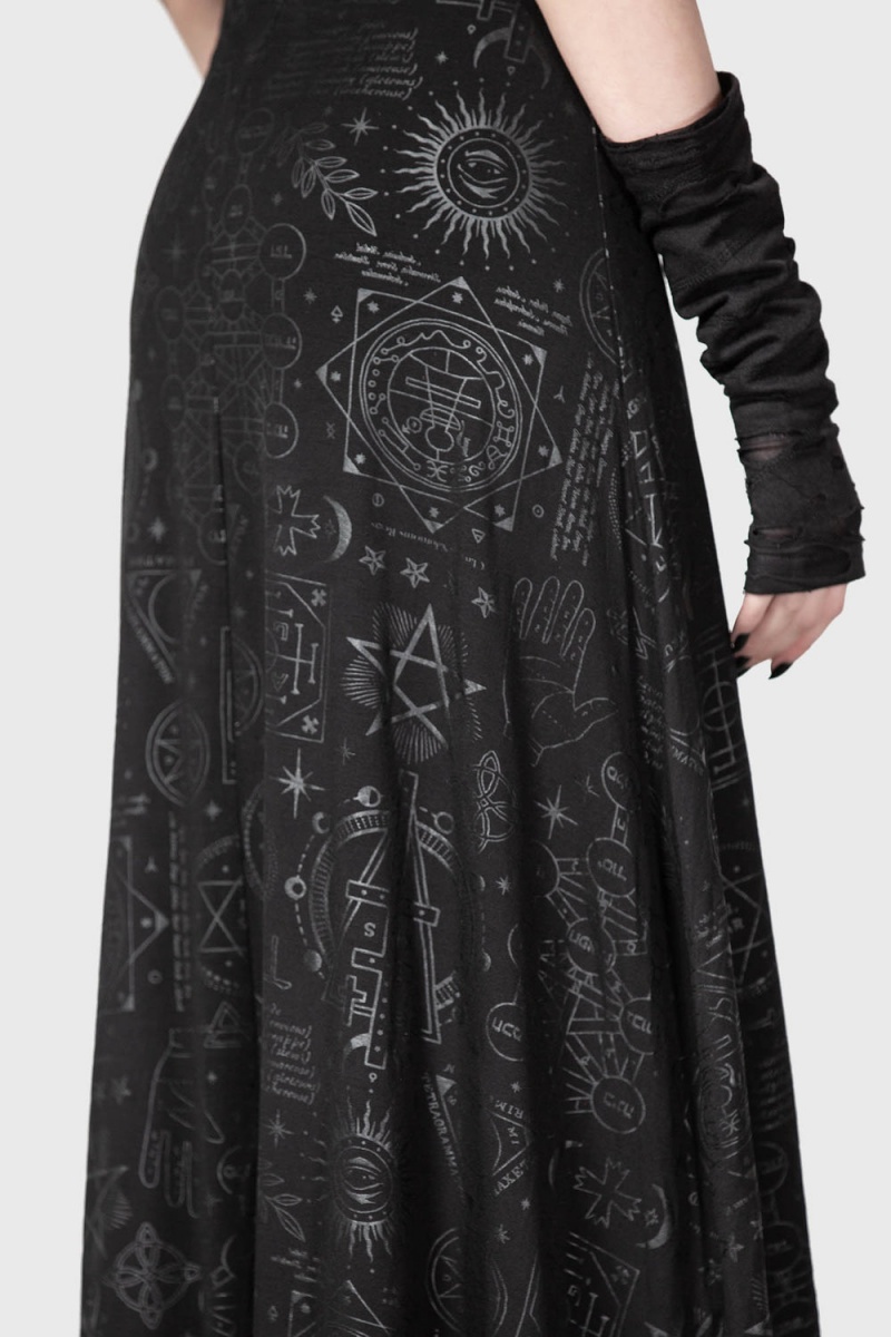 Killstar Deadly Dana Maxi Vestido Negros | 76591-QFNW