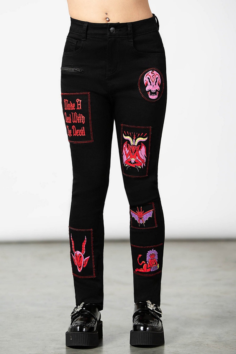 Killstar Dealer Patched Jeans Negros | 37461-ETGO