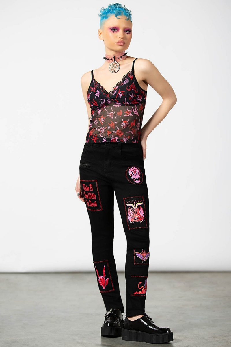 Killstar Dealer Patched Jeans Negros | 37461-ETGO