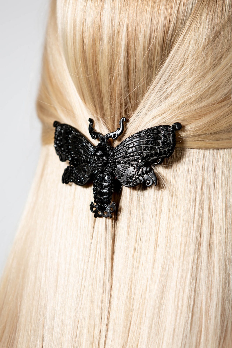Killstar Death Moth Barrette [B] Negros | 49571-RHMO
