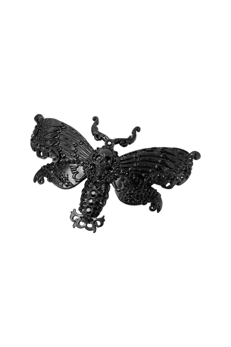 Killstar Death Moth Barrette [B] Negros | 49571-RHMO