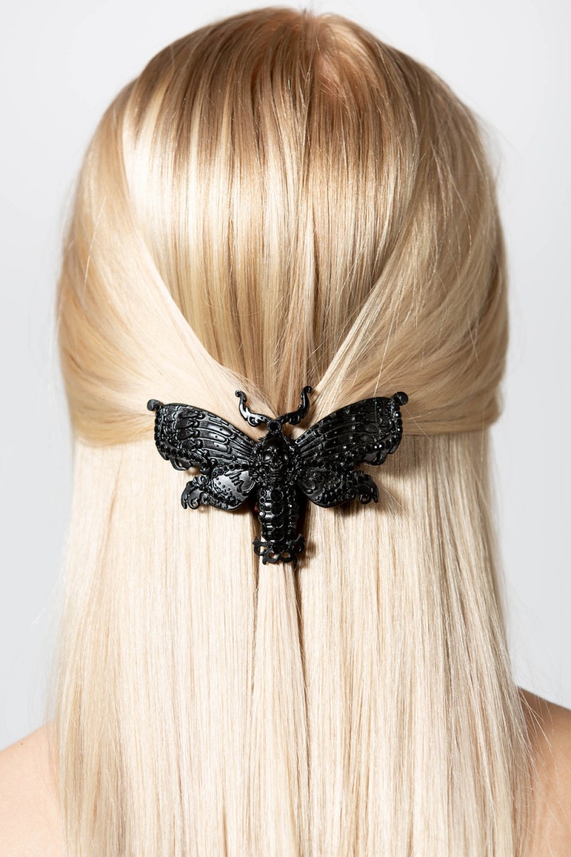 Killstar Death Moth Barrette [B] Negros | 49571-RHMO