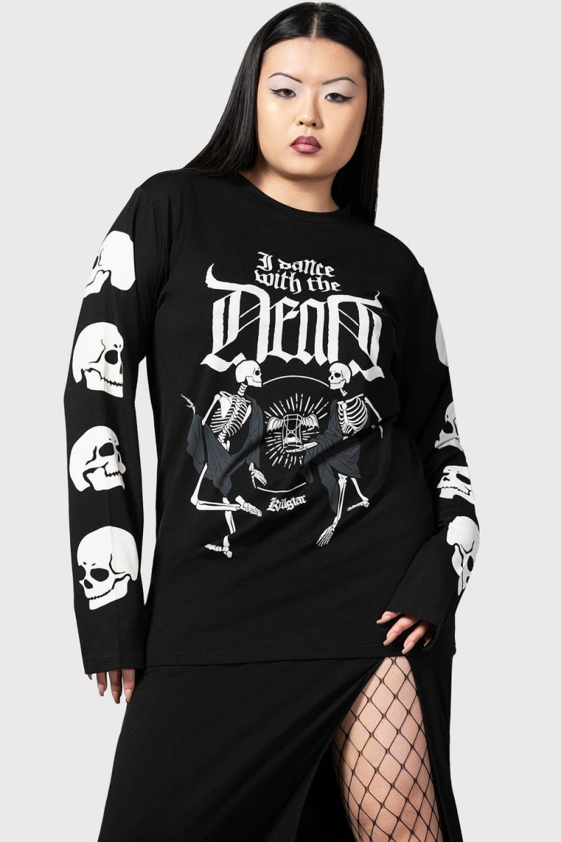Killstar Deathdanse Long Sleeve Top Negros | 38269-PWRK