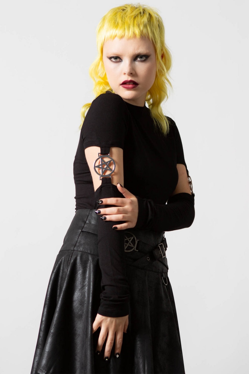 Killstar Demoness Crop Top Negros | 52096-ICVP