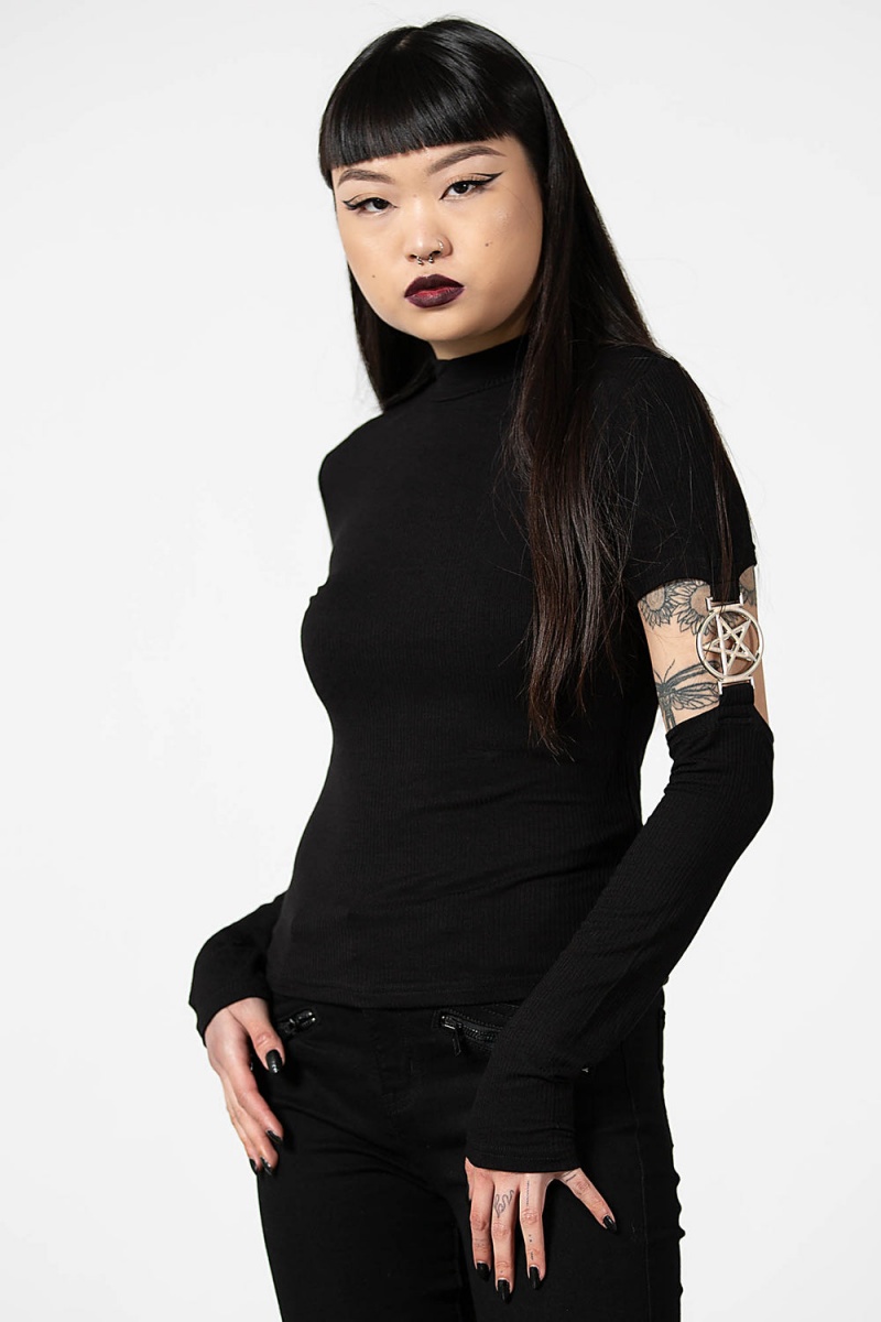 Killstar Demoness Crop Top Negros | 52096-ICVP