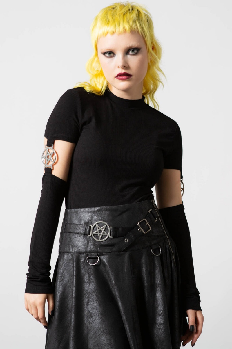 Killstar Demoness Crop Top Negros | 52096-ICVP