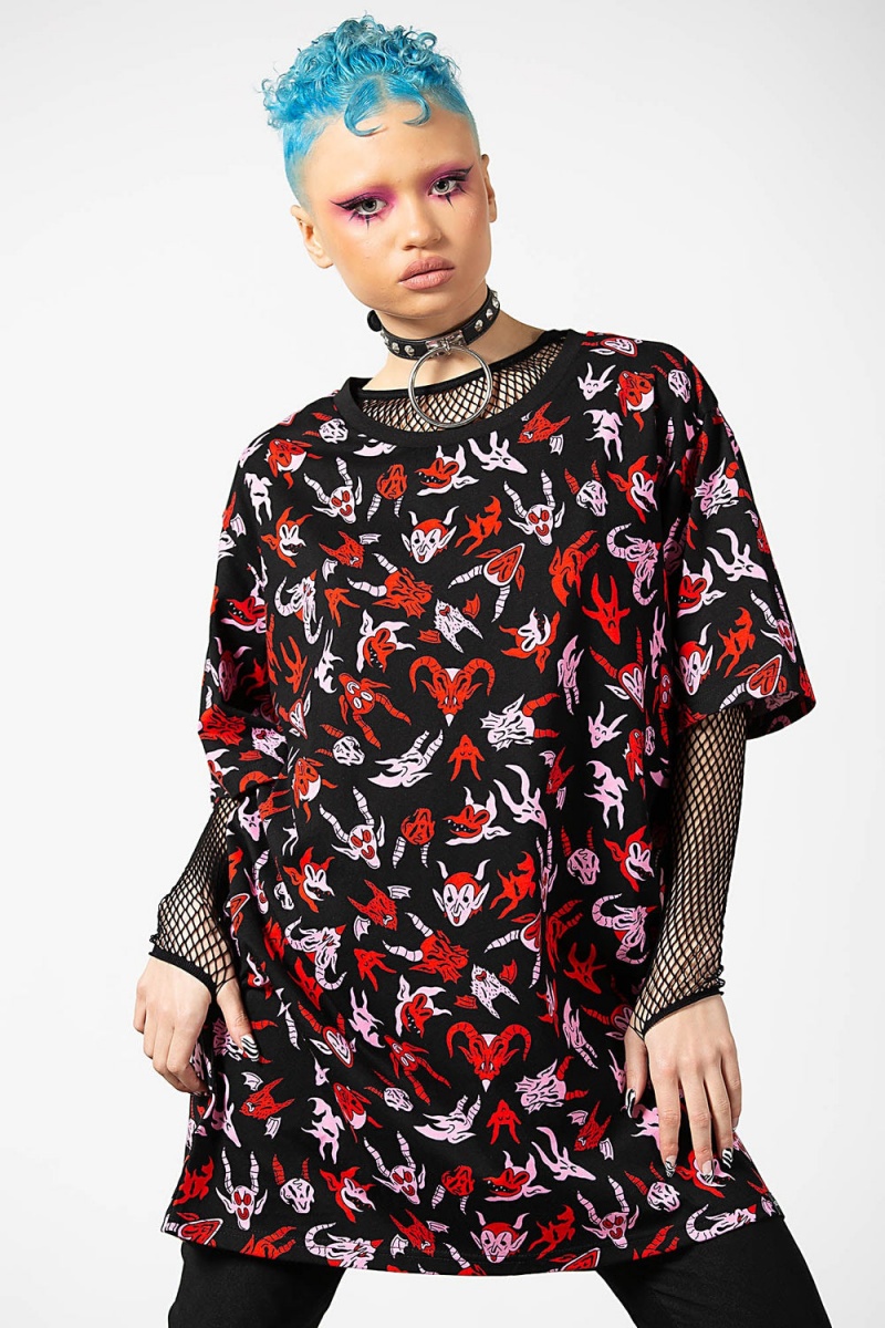 Killstar Demoniac T-Shirt Negros | 36752-QHPK