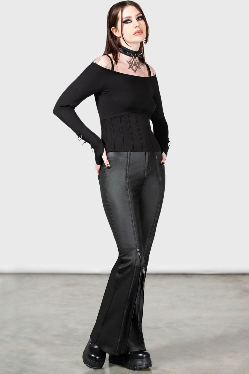 Killstar Desolate Cold Shoulder Top Negros | 24936-NJFM