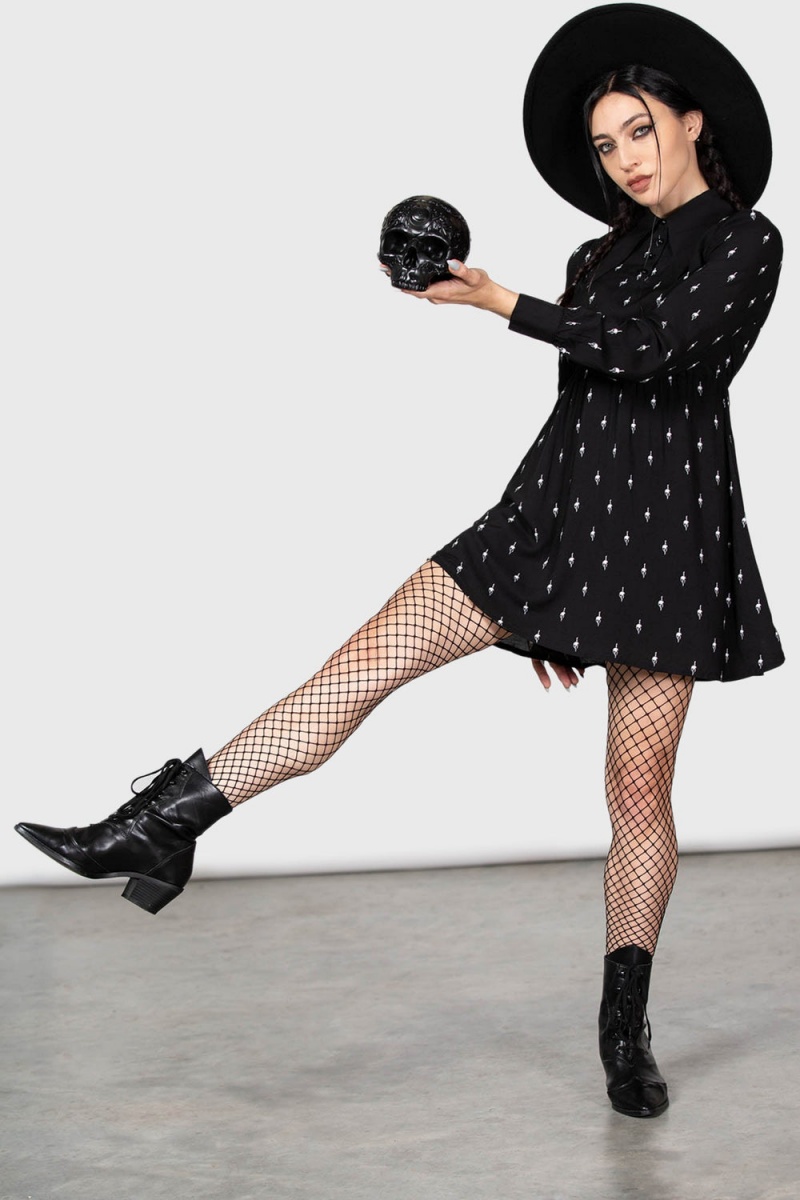 Killstar Detest Babydoll Mini Vestido Negros | 76354-SGPU