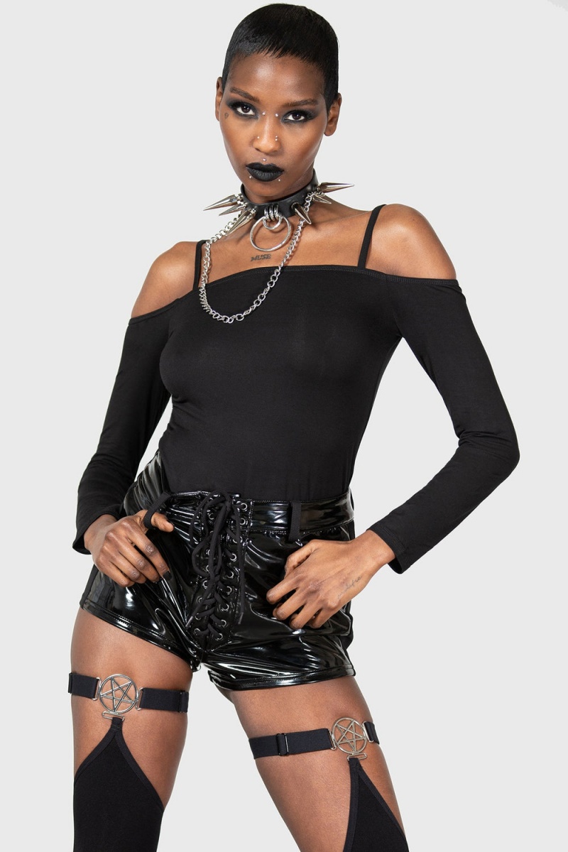 Killstar Devastate Bardot Top Negros | 61297-CUFZ