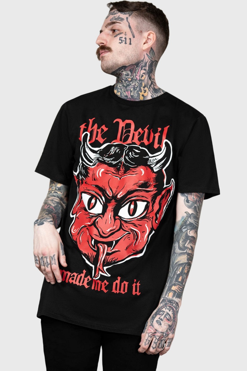 Killstar Devil Night T-Shirt Negros | 06978-MAVB