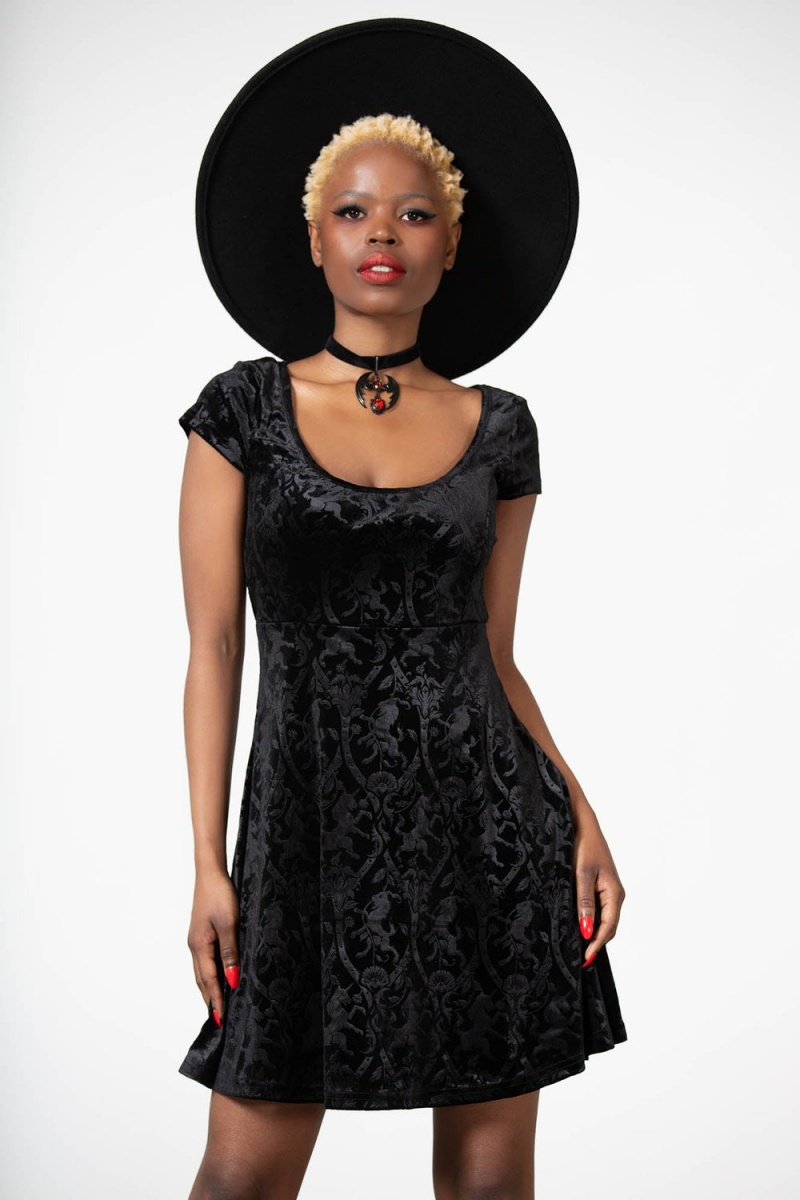 Killstar Devilry Skater Vestido [B] Negros | 41326-EMZT