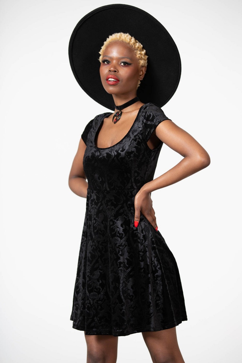 Killstar Devilry Skater Vestido [B] Negros | 41326-EMZT