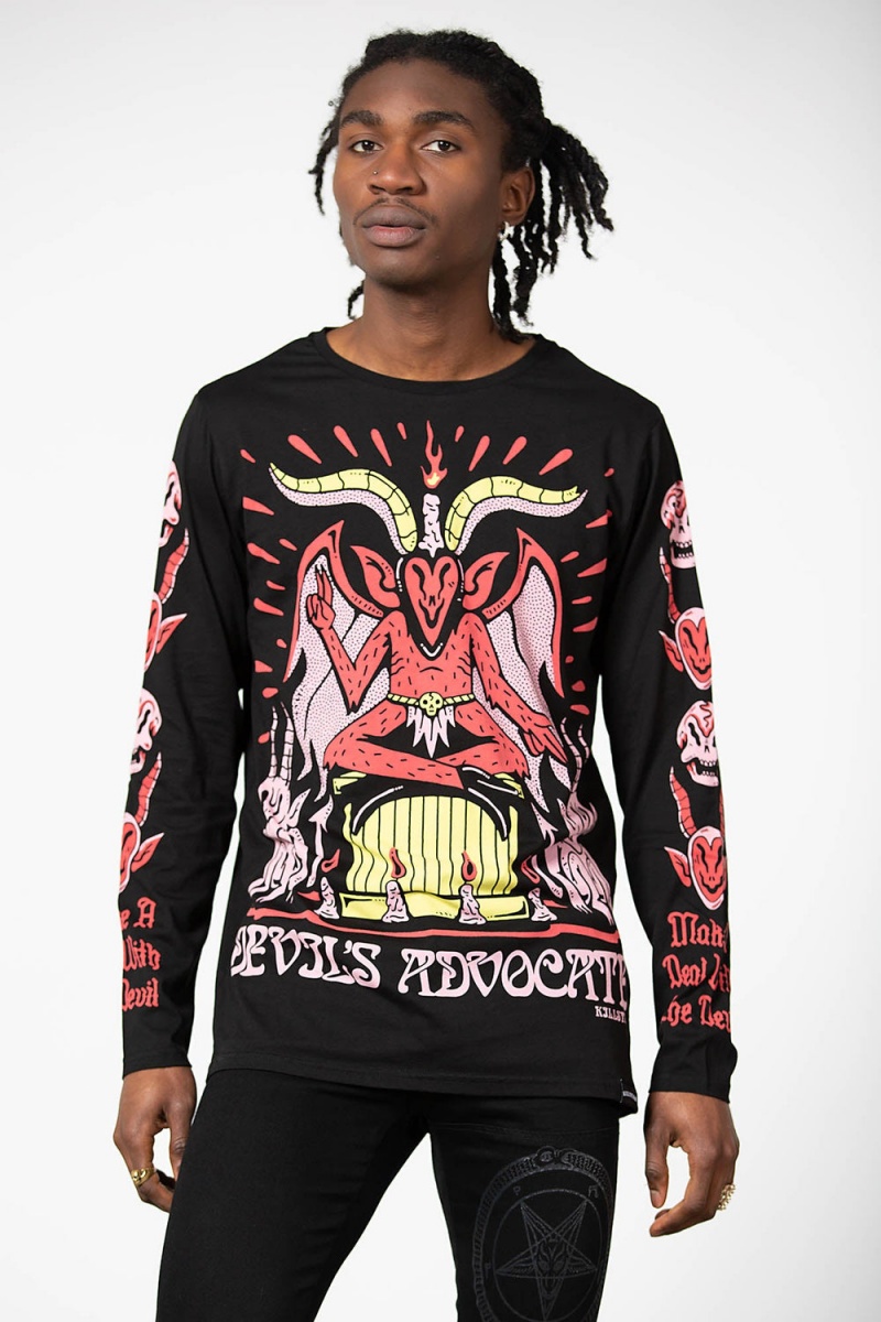 Killstar Devils Advocate Long Sleeve Top Negros | 13502-OECQ