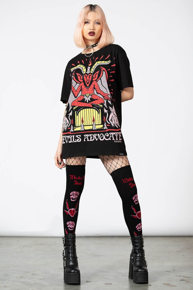 Killstar Devils Advocate T-Shirt Negros | 39058-NFEK