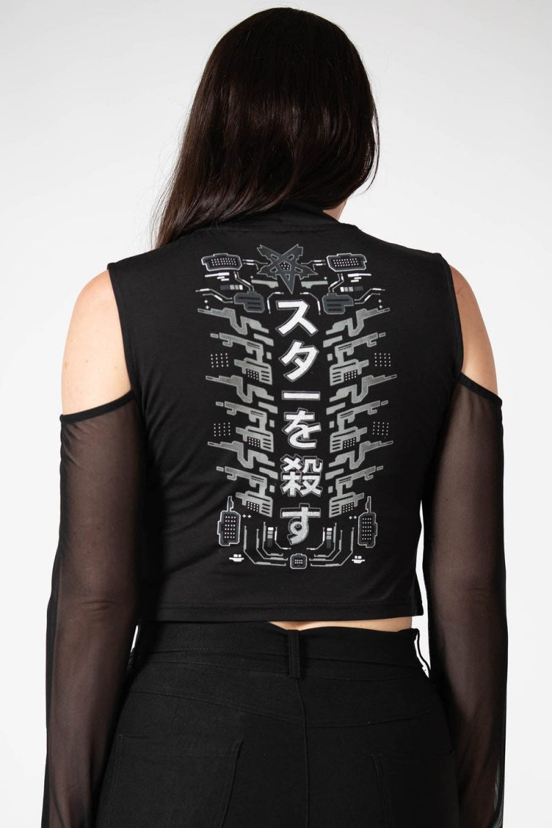 Killstar Devil's Voice Cold Shoulder Top Negros | 05139-NETL