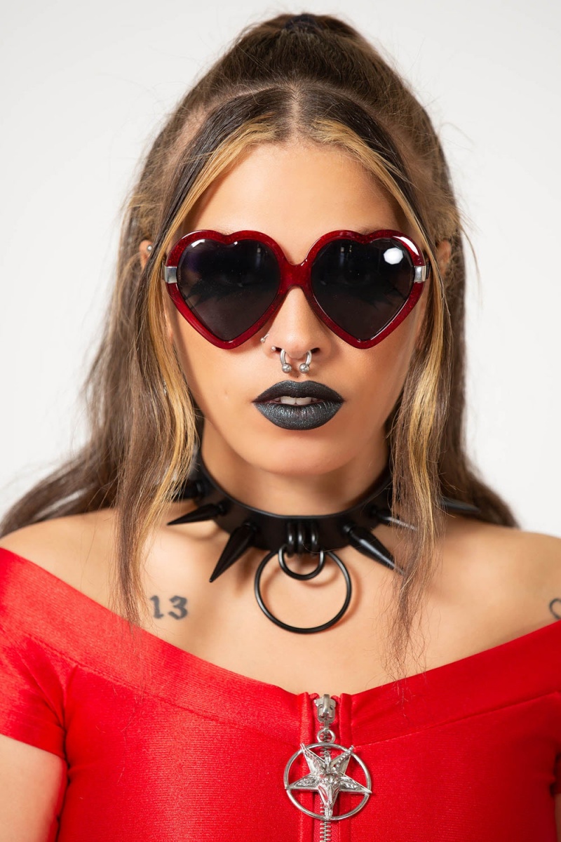 Killstar Disco Enfer Sunglasses [SCARLET] Rojos | 45370-HWTB