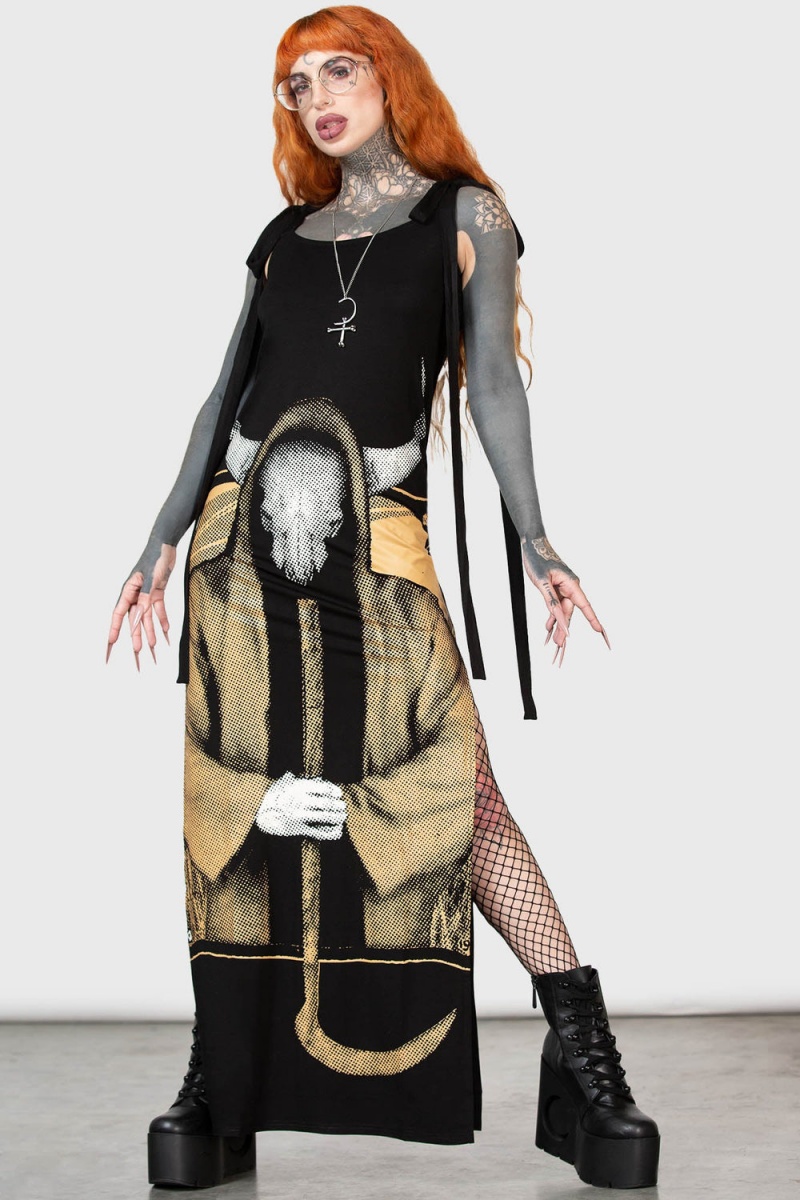 Killstar Dismay Maxi Vestido Negros | 91354-AMUO