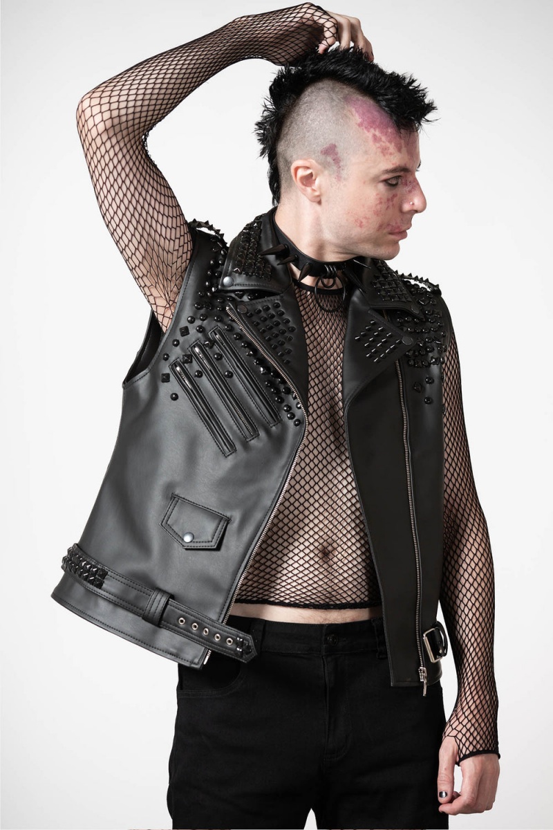Killstar Doom Cuero Vest [FAUX LEATHER] Negros | 46508-NCLP