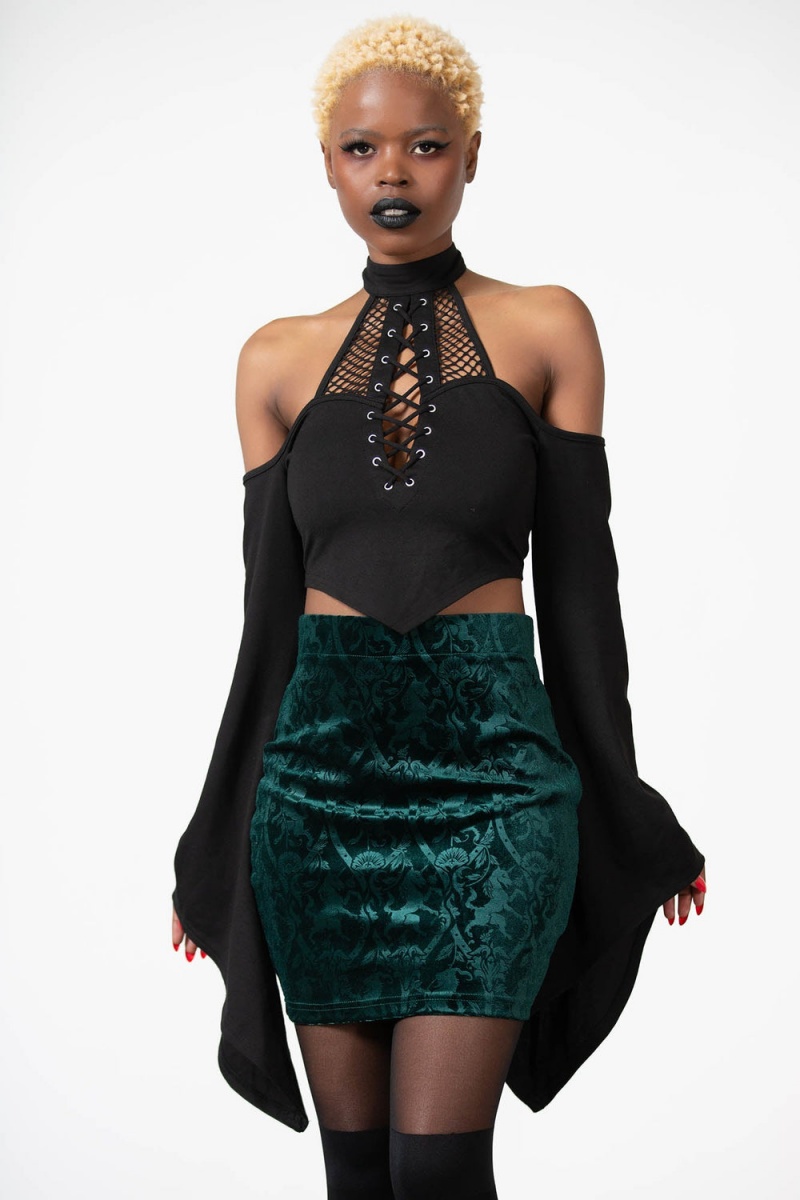 Killstar Doom Duchess Skirt [EMERALD] Verdes | 23985-CBOX