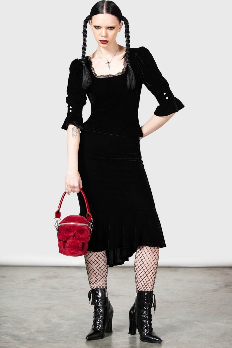 Killstar Dottie Dottie Velvet Top Negros | 27981-MCTR