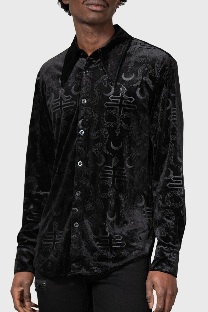 Killstar Draegen Shirt Negros | 10764-RDZO