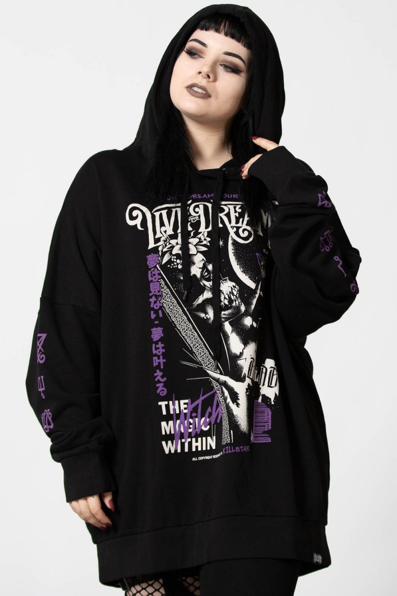 Killstar Dream Oversized Hoodie Negros | 31960-KVYE