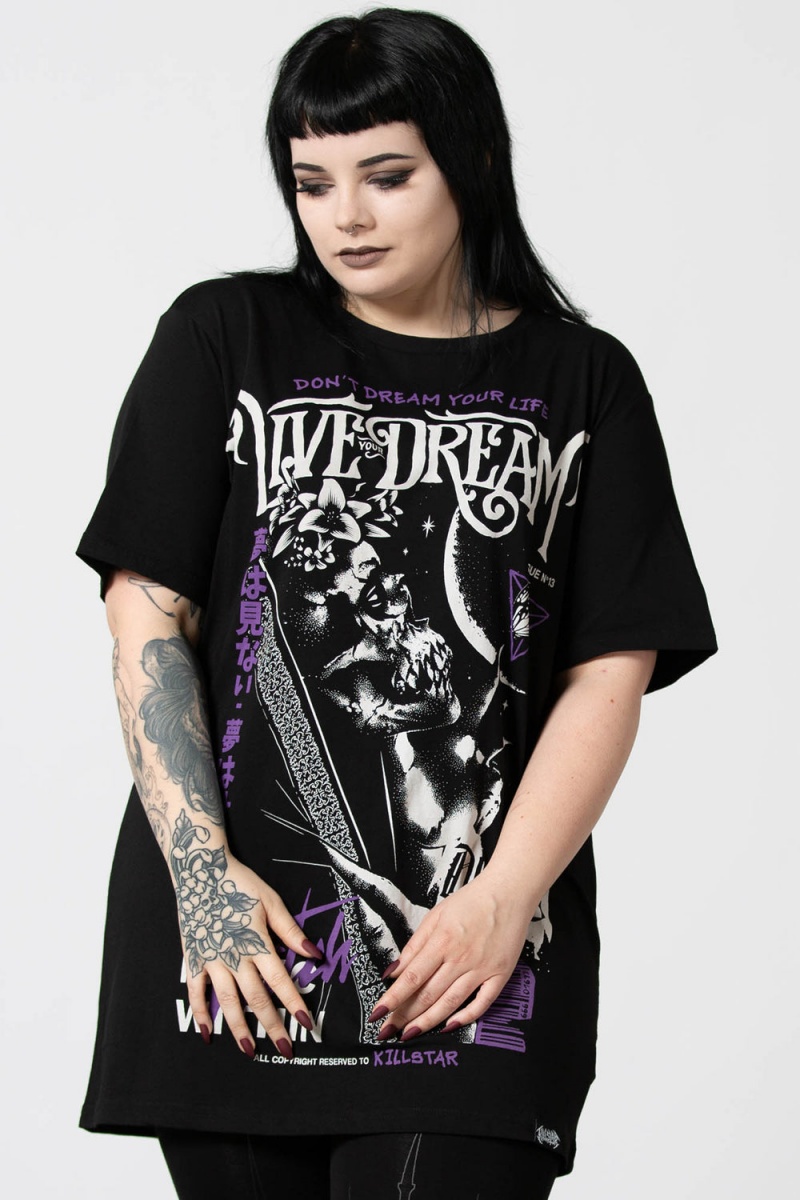 Killstar Dream T-Shirt Negros | 18302-RUXM