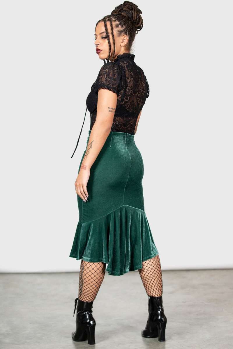 Killstar Drusilla Midi Skirt [GREEN] Verdes | 28074-XILN