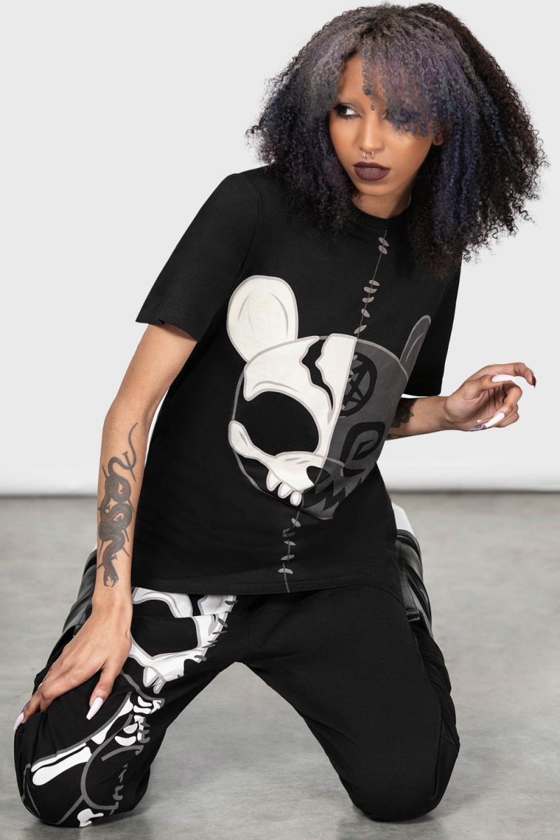 Killstar Duplexity: Relic T-Shirt Negros | 61475-QPYV