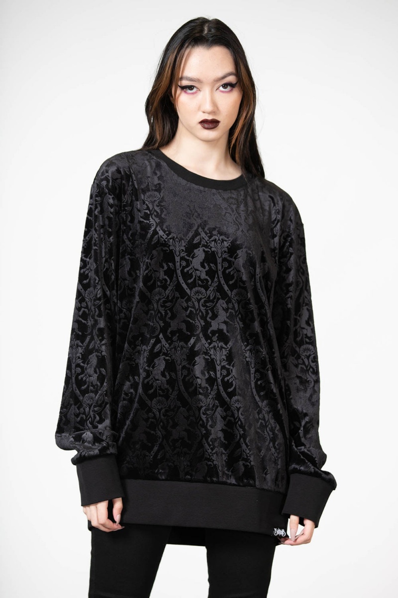 Killstar Ealhswith Sweatshirt Negros | 95142-SPDB