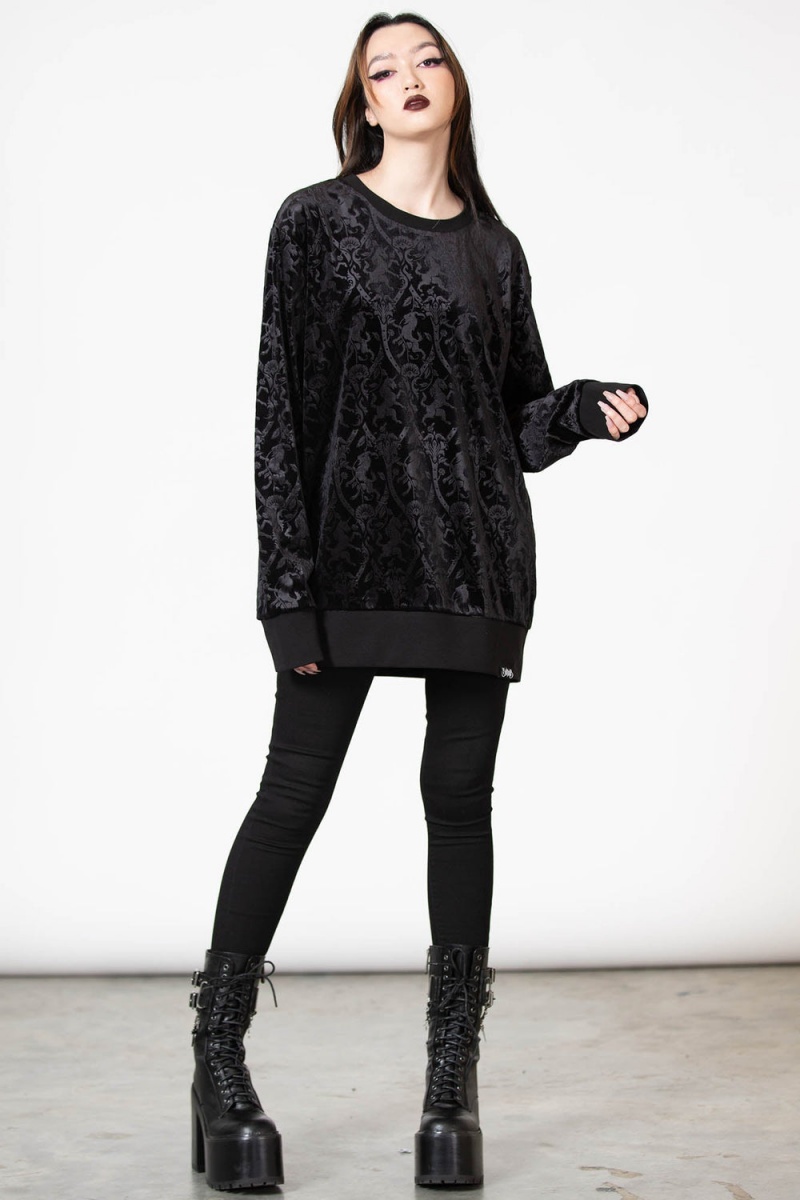 Killstar Ealhswith Sweatshirt Negros | 95142-SPDB
