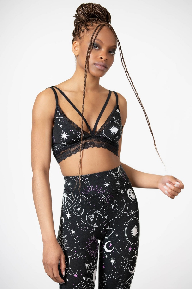 Killstar Eclipse Encaje Bralet Negros | 19568-RYXK