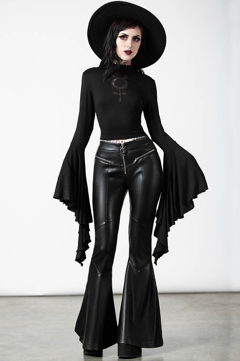 Killstar Elemental Eclipse Crop Top Negros | 42386-EVDC