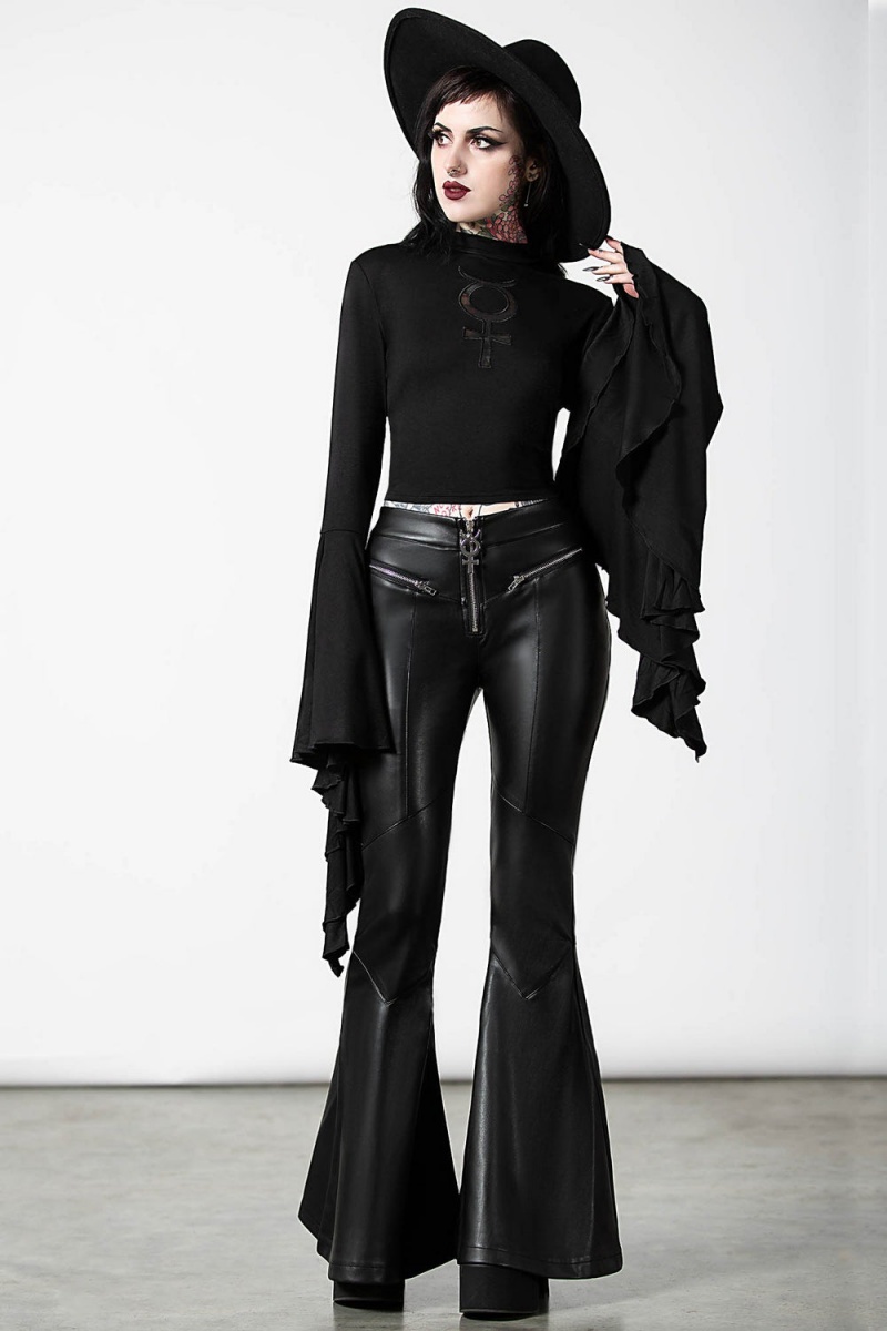Killstar Elemental Eclipse Crop Top Negros | 42386-EVDC
