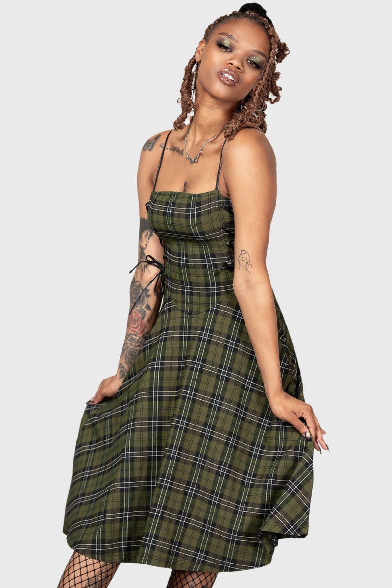 Killstar Elyswyth Vestido Verdes | 26395-SQUT