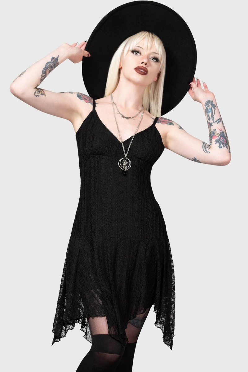 Killstar Emelia's Wrath Vestido [B] Negros | 92467-UJAK