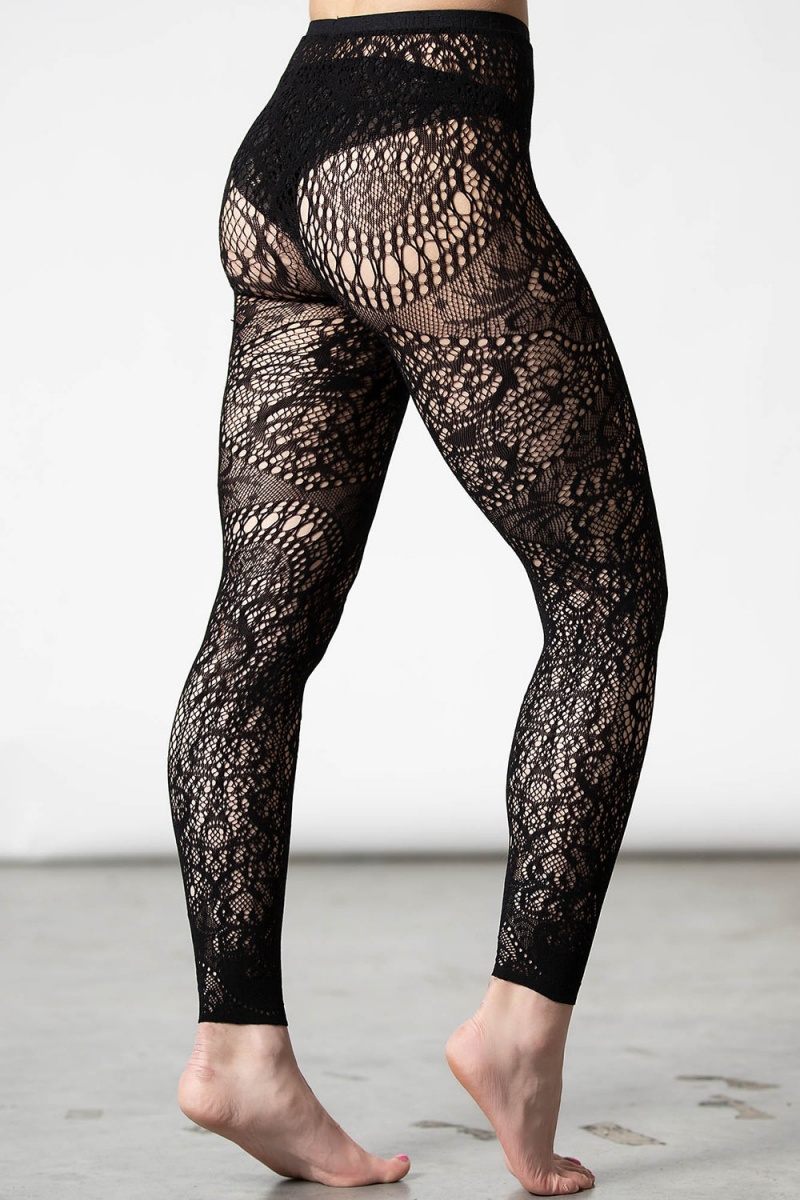 Killstar Empyrean Encaje Leggings Negros | 51829-OESG
