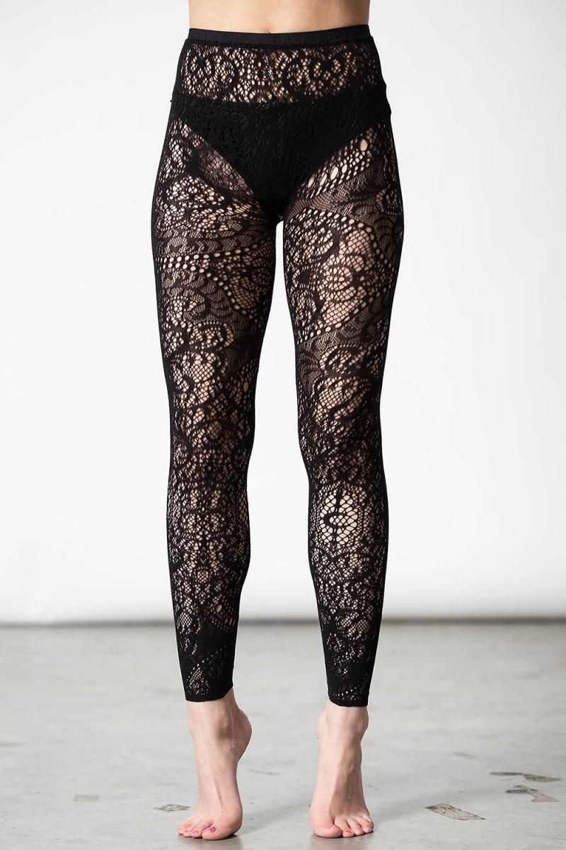 Killstar Empyrean Encaje Leggings Negros | 51829-OESG