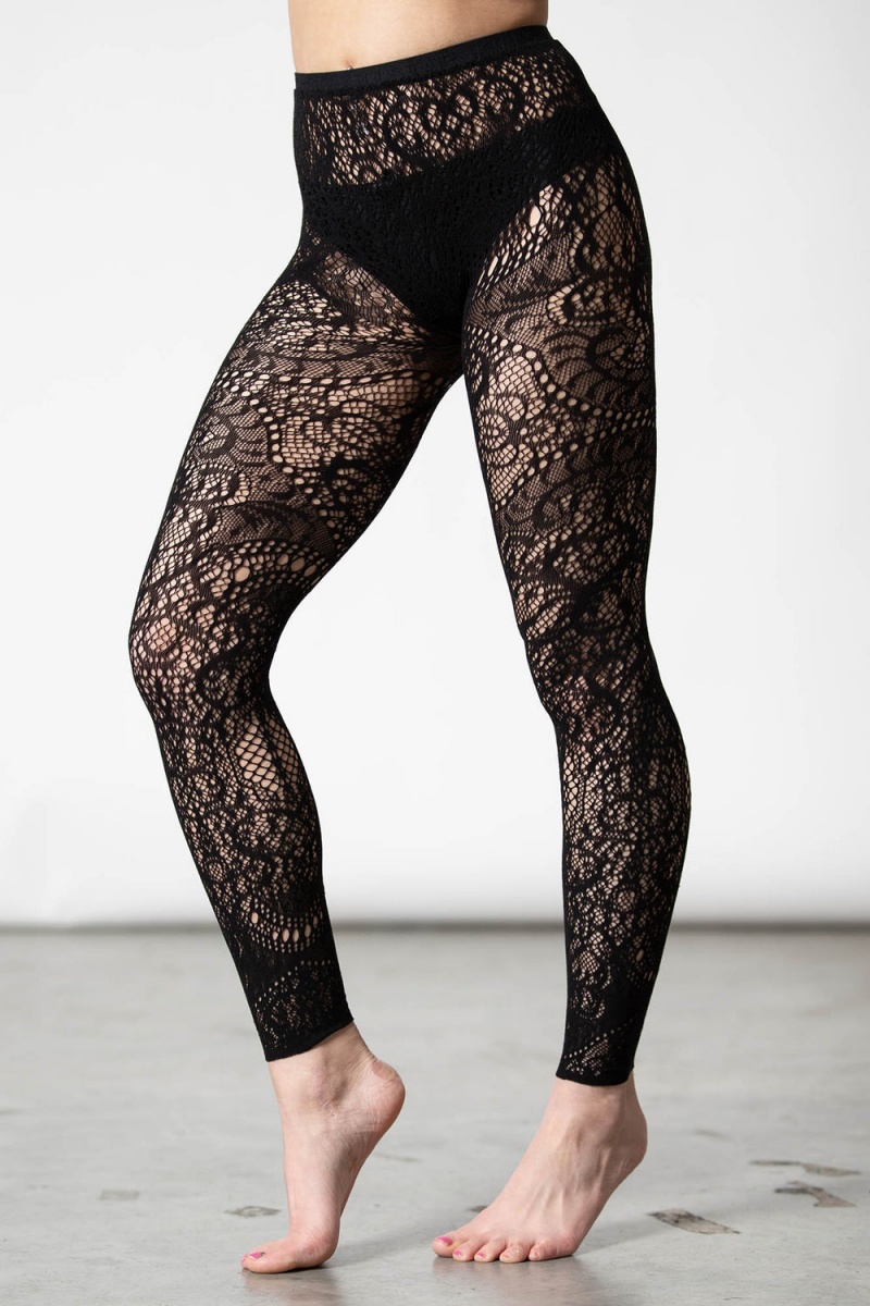Killstar Empyrean Encaje Leggings Negros | 51829-OESG