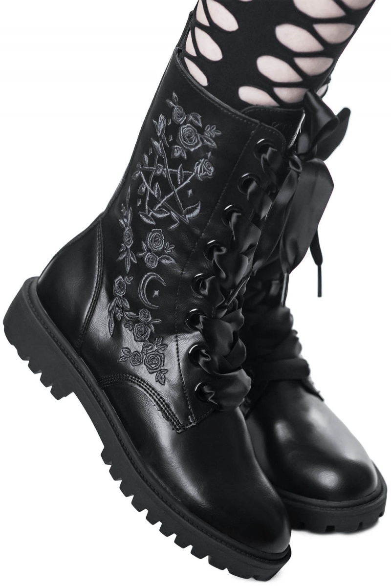Killstar Enchanted Combat Boots Negros | 31905-ICLD