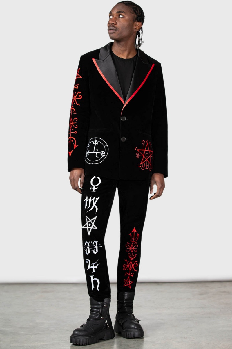 Killstar Enthroned Suit Trousers Negros | 04875-TRKF