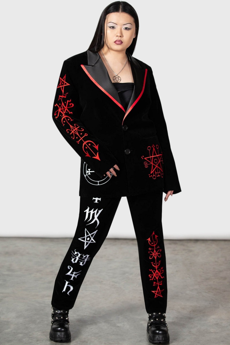 Killstar Enthroned Suit Trousers Negros | 83192-GTOW