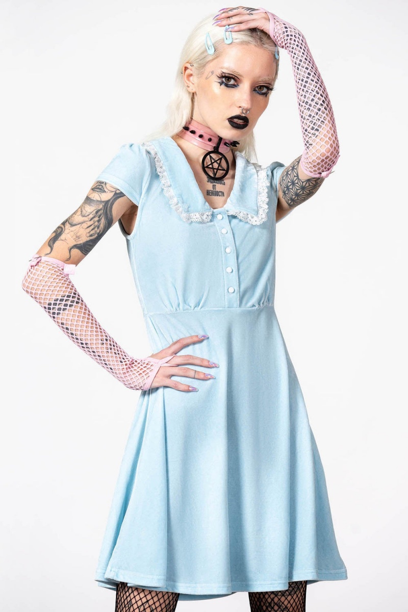 Killstar Every Mourning Collar Vestido [PASTEL BLUE] Azules | 21973-HURE