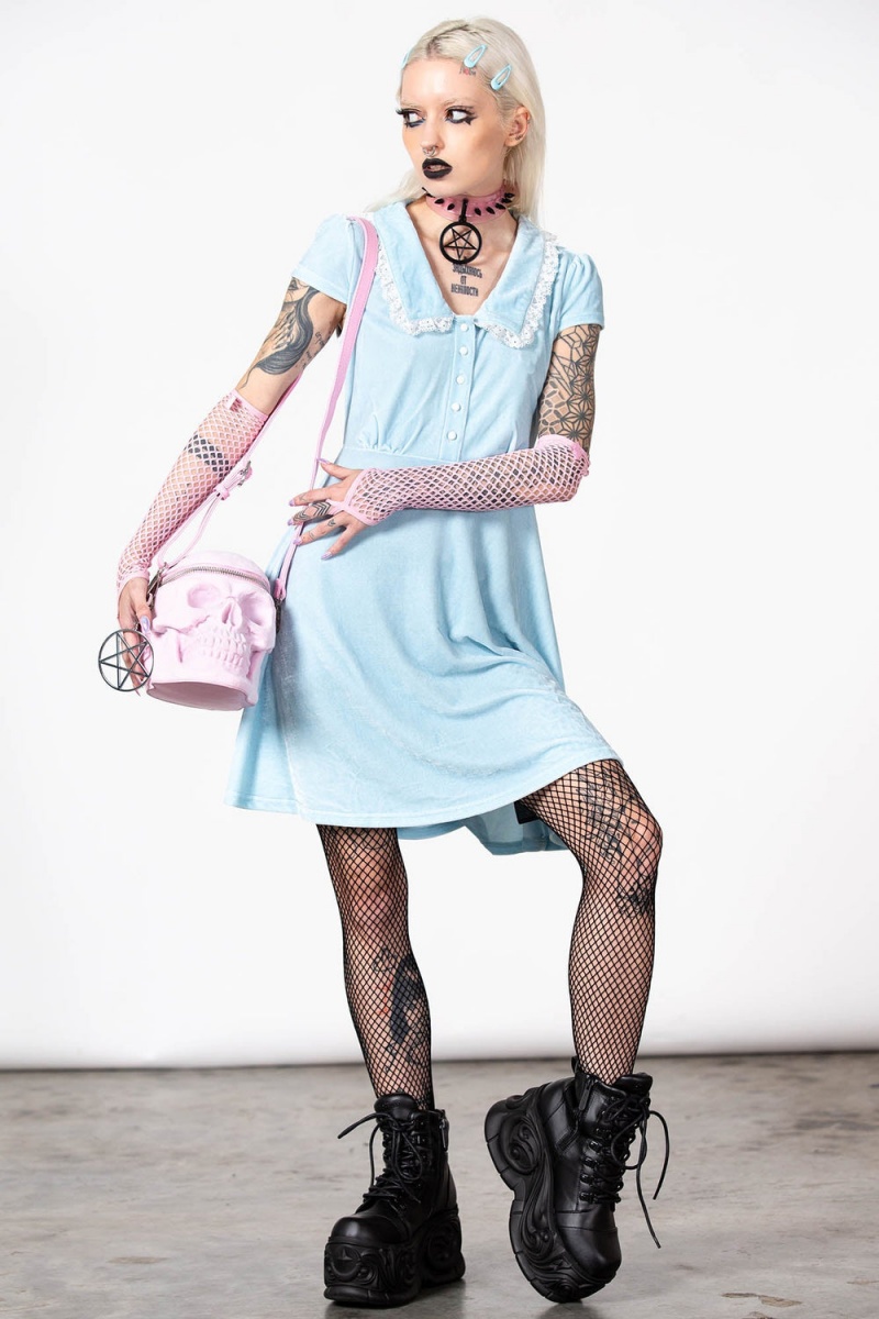 Killstar Every Mourning Collar Vestido [PASTEL BLUE] Azules | 21973-HURE